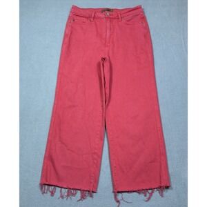 Judy Blue Jeans Womens 11/30 (30x26) Wide Leg Highrise Crop Garmet Dyed Red Fray
